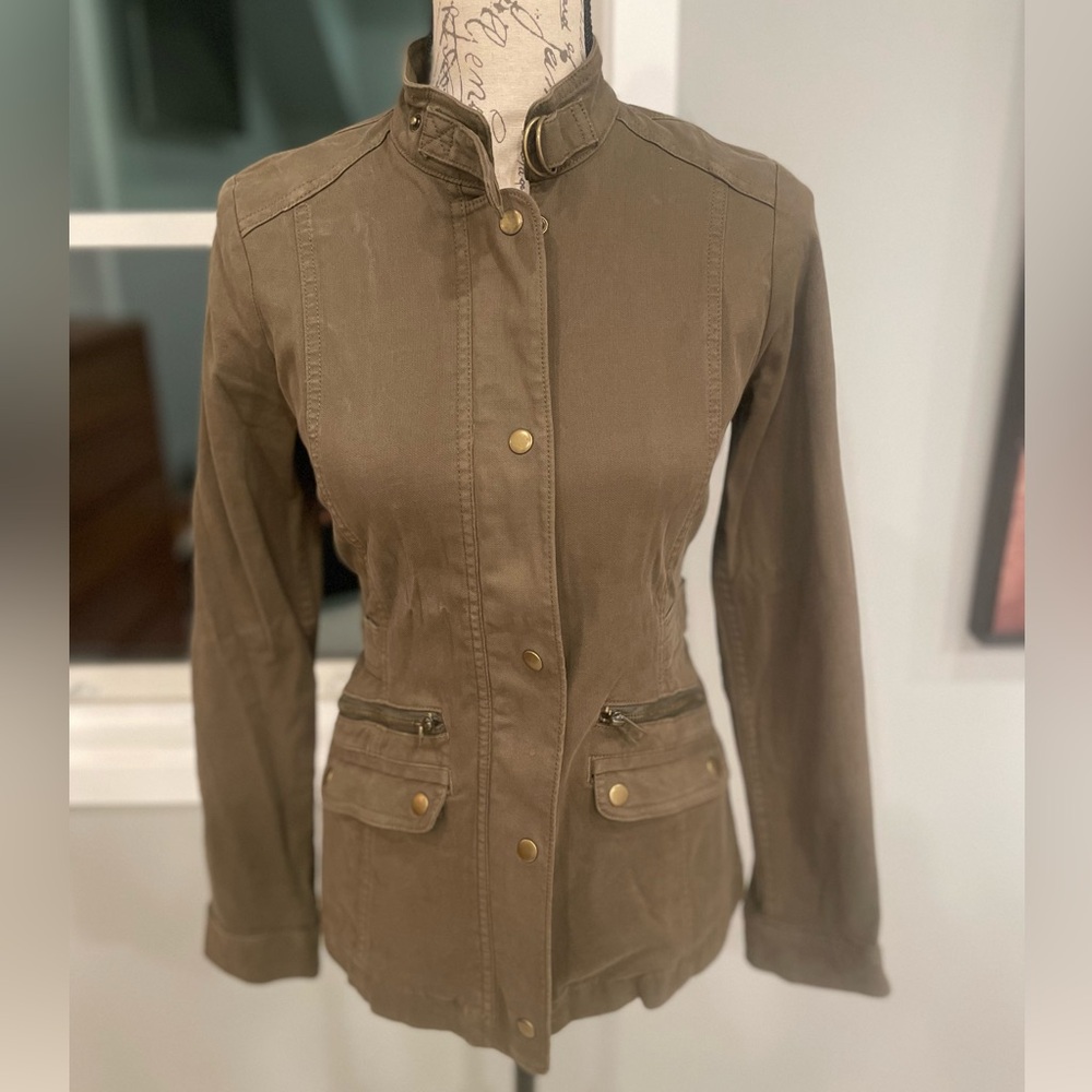 Lucky Brand Live in Love Military Style Jacket in Olive Green Size XS.